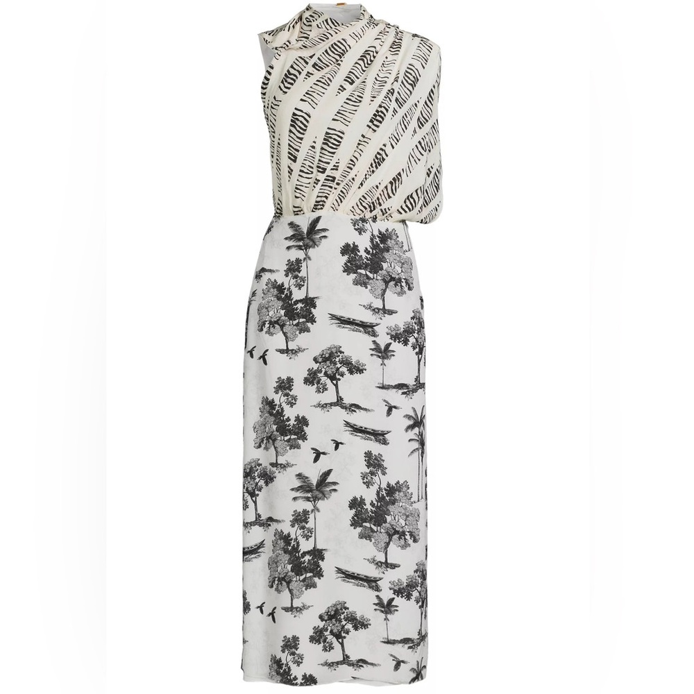 Juan De Dios Black and White Midi Dress